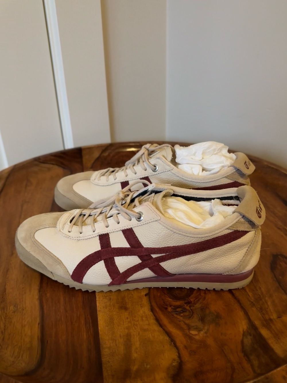Onitsuka Tiger by Asics Mexico 66 Sneakers in Cream and Burgundy